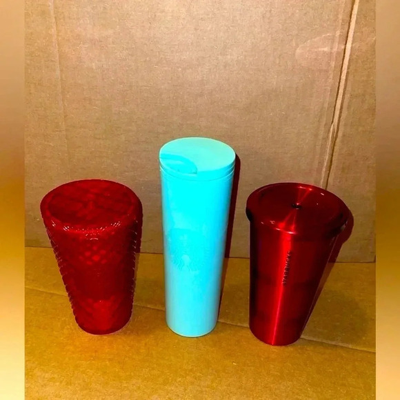 STARBUCKS Coffee Co. drinking cups/tumblers LOT OF 3 (with lids) Bundle - Picture 1 of 2